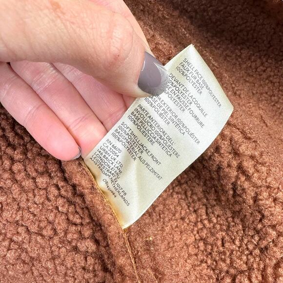 Free People NWT Diogo Toasted Almond Brown Sherpa Faux Suede Relaxed Fit Coat - Picture 11 of 11